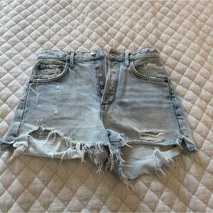 Agolde Light Blue Very Distressed Jean Shorts